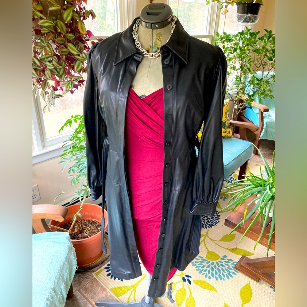 Calvin Klein faux leather trench coat